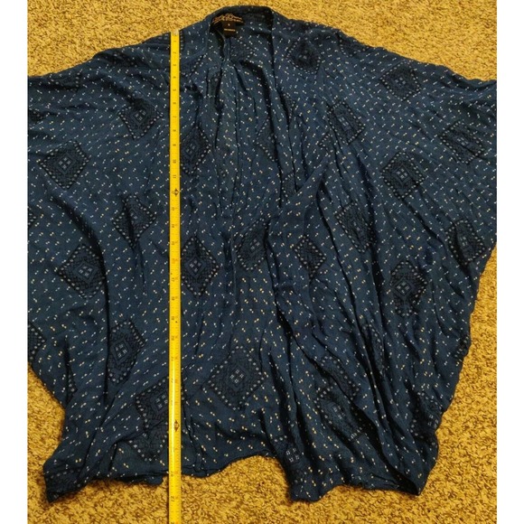 Lucky Brand Womens Cardigan Slouchy Size Small Blue Half Sleeve White Pattern - Picture 5 of 5